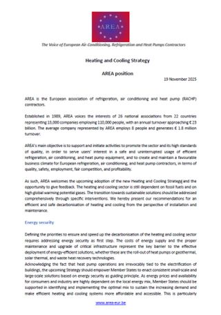 AREA Position on Heating & Cooling Strategy