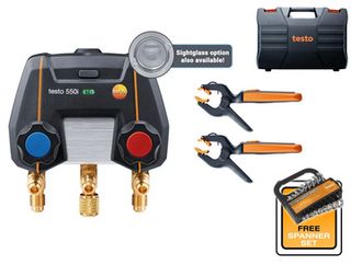 testo 550i Smart Kit - App-controlled digital manifold with wireless clamp temperature probes (NTC)