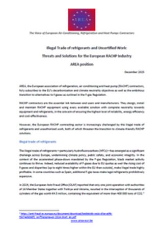 AREA Position on Illegal Trade of Refrigerants and Uncertified Work